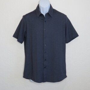 Projek Raw* Men's Short Sleeve Button Down Curved Hem Stretch Shirt~ Medium
